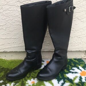 Steve Madden Loraine Black Leather Knee Boots Size 9